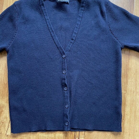 Brandy Melville Navy V Neck‎ buttoned Ribbed Cotton Top O/S - Picture 2 of 6